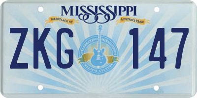 MS license plate ZKG147
