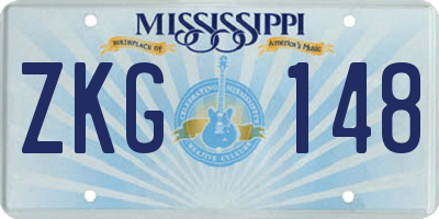 MS license plate ZKG148