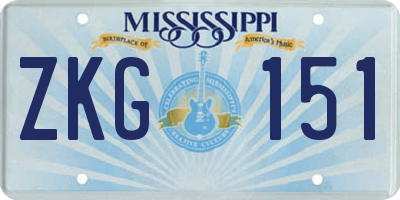MS license plate ZKG151