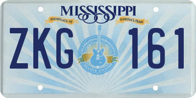 MS license plate ZKG161