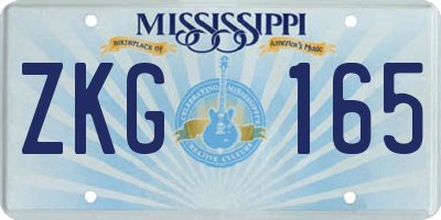 MS license plate ZKG165