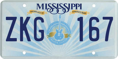 MS license plate ZKG167