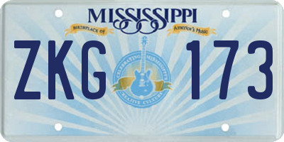 MS license plate ZKG173