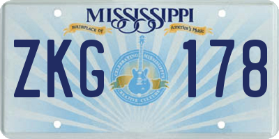 MS license plate ZKG178