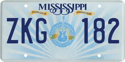 MS license plate ZKG182