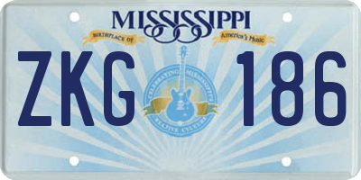 MS license plate ZKG186