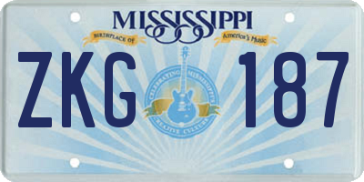 MS license plate ZKG187