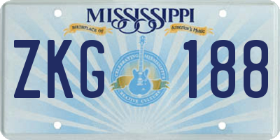 MS license plate ZKG188