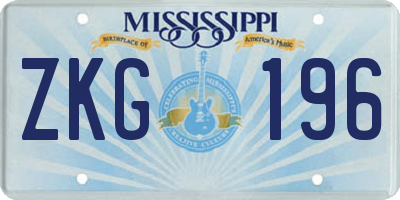 MS license plate ZKG196