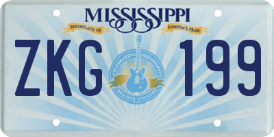 MS license plate ZKG199