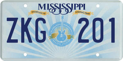 MS license plate ZKG201
