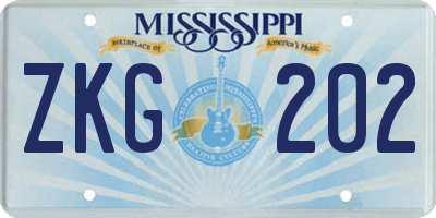 MS license plate ZKG202