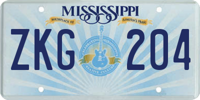 MS license plate ZKG204