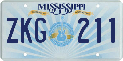 MS license plate ZKG211