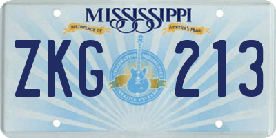 MS license plate ZKG213