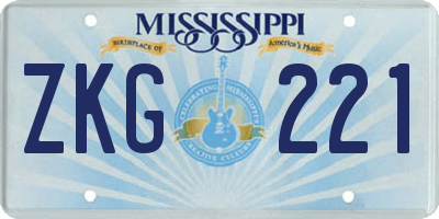 MS license plate ZKG221