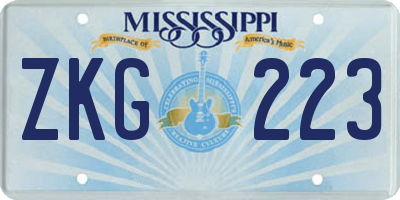 MS license plate ZKG223