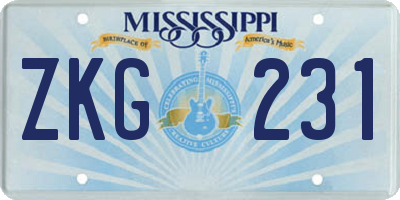 MS license plate ZKG231