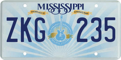 MS license plate ZKG235