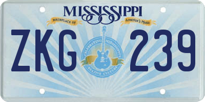 MS license plate ZKG239