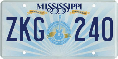 MS license plate ZKG240
