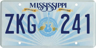 MS license plate ZKG241