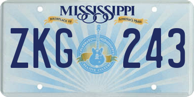 MS license plate ZKG243
