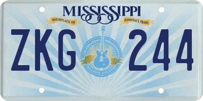 MS license plate ZKG244