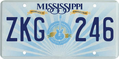 MS license plate ZKG246