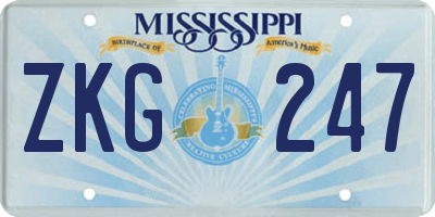 MS license plate ZKG247