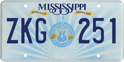 MS license plate ZKG251