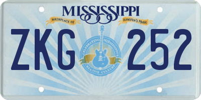 MS license plate ZKG252