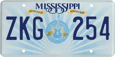 MS license plate ZKG254