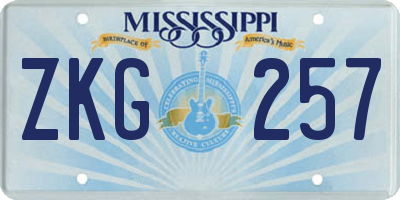 MS license plate ZKG257