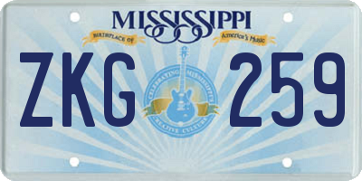 MS license plate ZKG259