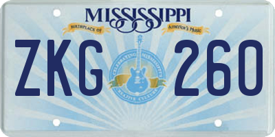 MS license plate ZKG260
