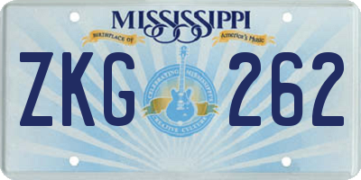 MS license plate ZKG262
