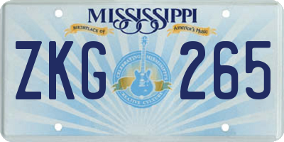 MS license plate ZKG265
