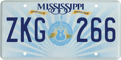 MS license plate ZKG266