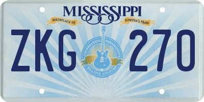 MS license plate ZKG270