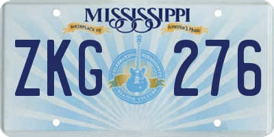 MS license plate ZKG276
