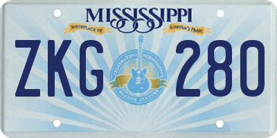 MS license plate ZKG280