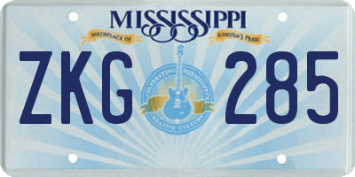 MS license plate ZKG285