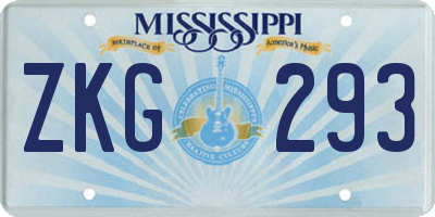 MS license plate ZKG293