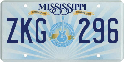 MS license plate ZKG296