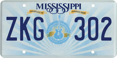 MS license plate ZKG302