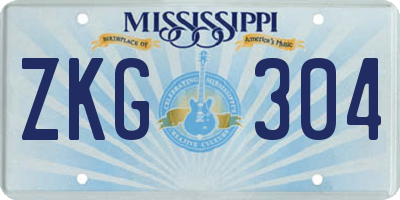 MS license plate ZKG304