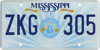 MS license plate ZKG305