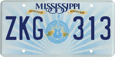 MS license plate ZKG313