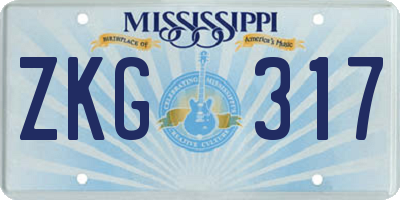 MS license plate ZKG317